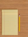 Bamboo Desk, Yellow Pad, Pencil Royalty Free Stock Photo