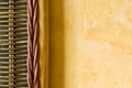 Bamboo detail and yellow wall Royalty Free Stock Photo