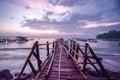 Bamboo dock at pangandaran beach