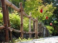 Bamboo fence and papers lanterns