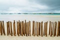 Bamboo fence on White beach view on Boracay. Oct 2016 Royalty Free Stock Photo