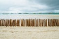 Bamboo fence on White beach view on Boracay. Oct 2016 Royalty Free Stock Photo