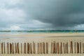 Bamboo fence on White beach view on Boracay. Oct 2016 Royalty Free Stock Photo