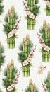 Bamboo and Flowers Pattern Design Element Royalty Free Stock Photo
