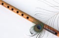 Bamboo flute, peacock feather