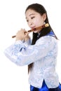 Bamboo flute performer Royalty Free Stock Photo