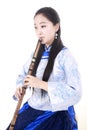 Bamboo flute performer Royalty Free Stock Photo