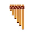 Bamboo flute wind musical instrument isolated icon