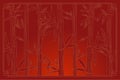 Bamboo forest background. Red thickets in Chinese or Japanese style frame. Natural horizontal banner. Vector Royalty Free Stock Photo