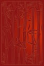 Bamboo forest background. Red thickets in Chinese or Japanese style frame. Natural vertical banner. Vector illustration Royalty Free Stock Photo