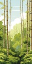 Bamboo Forest In Rocky Mountains: Nature-inspired Camouflage Cartoon Illustration