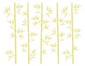 Bamboo forest yellow silhouette background. Bamboos or bambusa plant backdrop. Bambos leaves and stalk. Decorative flat vector