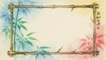 Bamboo frame with colorful leaf background Royalty Free Stock Photo