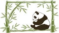 Bamboo Frame with Panda, Nature Conservation Art, vector design Generative AI Royalty Free Stock Photo
