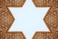 Bamboo frame weave Star shape texture on White background,