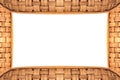 Bamboo frame weave texture on White background,