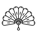 Bamboo hand fan icon, outline style Royalty Free Stock Photo