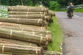 bamboo that has been split into several parts and tied.  commonly used by farmers as a fence or as a support poles for plants. Royalty Free Stock Photo