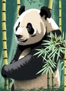 Bamboo Haven: Panda in the Treetops - Vector Illustration