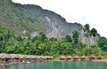 Bamboo house resort, floating among mountains view