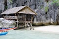 Bamboo house on the shore of a Philippine island