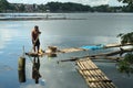 Bamboo Hut built in the middle of the lake