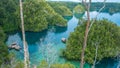 Bamboo Hut in Mangrove near Warikaf Homestay, Kabui Bay and Passage. Gam Island, West Papuan, Raja Ampat, Indonesia