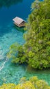 Bamboo Hut in Mangrove near Warikaf Homestay, Kabui Bay and Passage. Gam Island, West Papuan, Raja Ampat, Indonesia