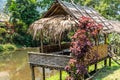 Bamboo hut river village Laos