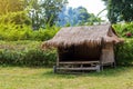 Bamboo hut, thatched roof in rural areas Royalty Free Stock Photo