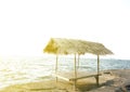 Bamboo hut thatched roof and river background. Royalty Free Stock Photo