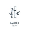 bamboo icon vector from theraphy collection. Thin line bamboo outline icon vector illustration Royalty Free Stock Photo