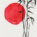 Bamboo in Japanese painting, sumi-e style Royalty Free Stock Photo