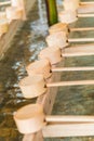 Bamboo Japanese purification ladle at entrance of Japanese Temple Royalty Free Stock Photo