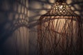 Bamboo lamp in modern boho, tropical , bohemian style