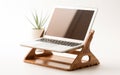 Bamboo Laptop Stand on a Clear Background -Generative Ai