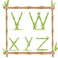 Bamboo Letter Alphabet Green Set F Vector