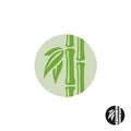 Bamboo logo. Leaves and stem in a round badge.