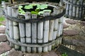 A bamboo made is a pond with lotus flower in the park, classic stlye concept