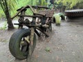 Bamboo motor bike in the park for decoration