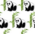 Bamboo panda seamless vector pattern background