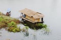 Bamboo partition house Thatched roof from Mon Bridge, Sangkla District, Kanchanaburi Province Royalty Free Stock Photo