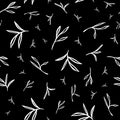 Bamboo pattern leaves repeat in black and white botanical background print design