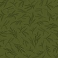 Bamboo pattern leaves repeat in monotone green botanical background print design