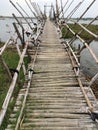 Bamboo pedestrian and moto bridge