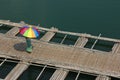 Bamboo raft bridge Royalty Free Stock Photo