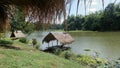 Bamboo raft with hatching roof in Pasak river