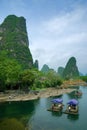 Bamboo raft at the Li river Royalty Free Stock Photo