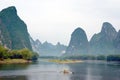 Bamboo raft on the Li river Royalty Free Stock Photo