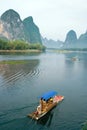 Bamboo raft on the Li river Royalty Free Stock Photo